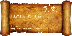 Tálos Karina névjegykártya